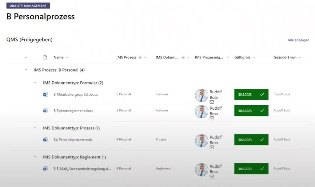 prozessdokumente in sharepoint darstellen mit metadaten