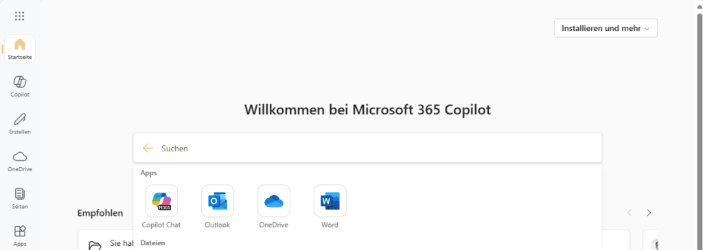 Microsoft 365 Startseite

