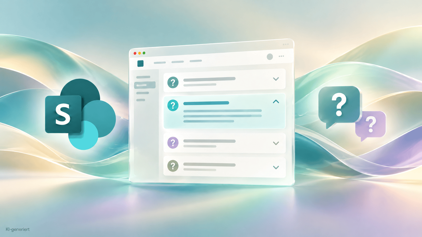 pastellfarbenes faq glasfenster mit sharepoint icon
